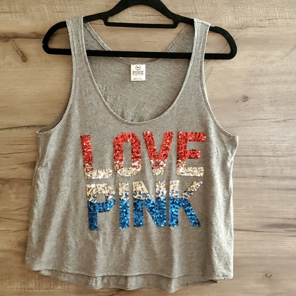 PINK Victoria's Secret Tops - PINK gray sequin tank